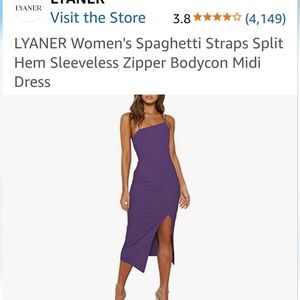 LYANER Women's Purple Spaghetti Straps Split Hem Zipper Bodycon Midi Dress SZ S